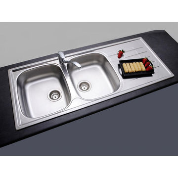 Franke Cascade Double Bowl Kitchen Sink with Single Drainer Stainless Steel 50x16x120cm