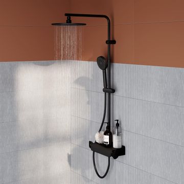 Sensea Easy Full System Shower With Mixer Black W33cmxD54cmxH115cm
