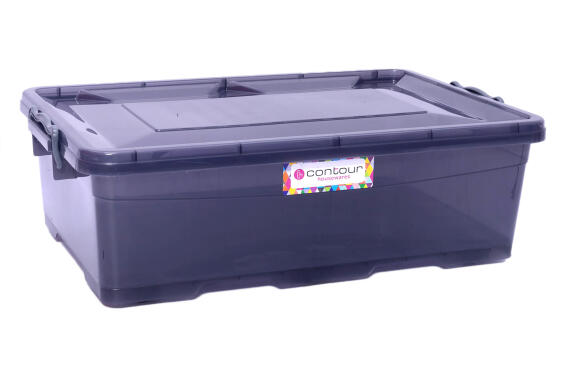 Clip & lock storage box smokey grey 30l