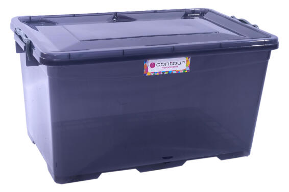 Clip & lock storage box smokey grey 50l