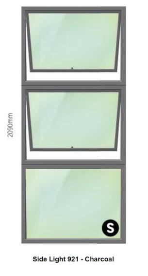 Aluminium Side Light ABCUS  Charcoal 2 Vent W900 x H2100MM