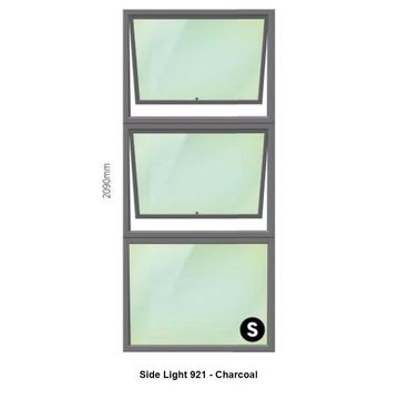 Aluminium Side Light ABCUS  Charcoal 2 Vent W900 x H2100MM