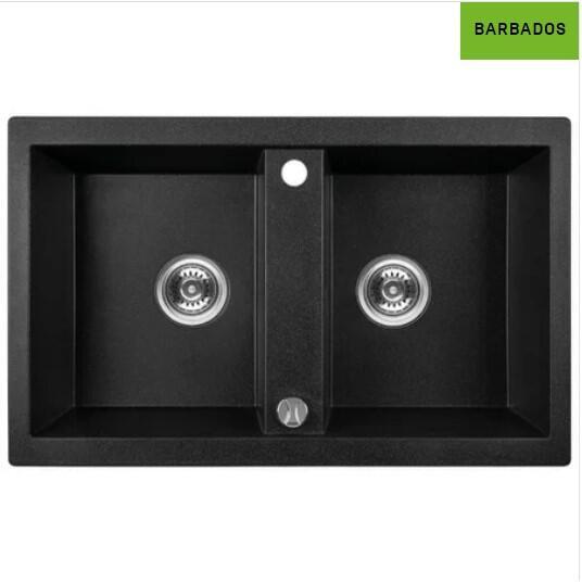 Laveo Kitchen Sink Drop In With Double Bowl Black W51Xl78Xd17Cm