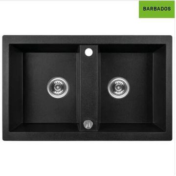 Laveo Kitchen Sink Drop In With Double Bowl Black W51Xl78Xd17Cm