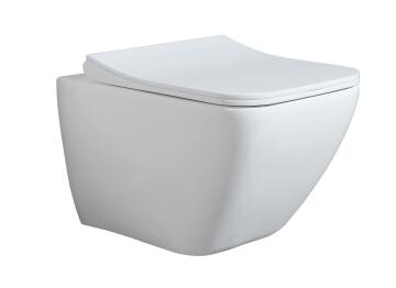 Solo Wall hung toilet Fiji, Rimless design, including soft close toilet seat
