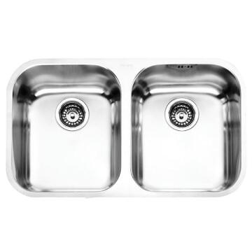 Kitchen sink 2square bowls 1drainer FRANKE ZRX120B s/steel 840mmx420mm X152mm