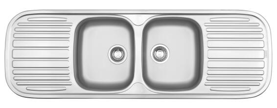 Franke Quinline Double Bowl Kitchen Sink qlx 622 with Drainer Stainless Steel l150cm x w50cm