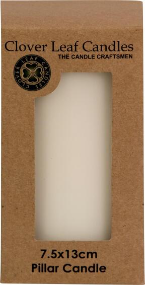 Candle Pillar White 7.5x 13cm