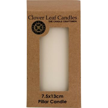 Candle Pillar White 7.5x 13cm
