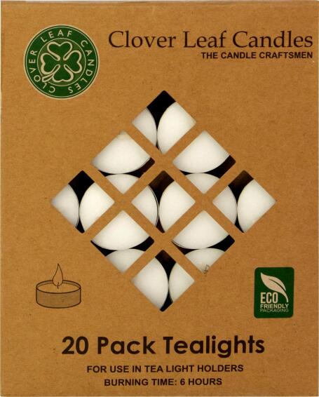 Candle Tealights Wht 20pc