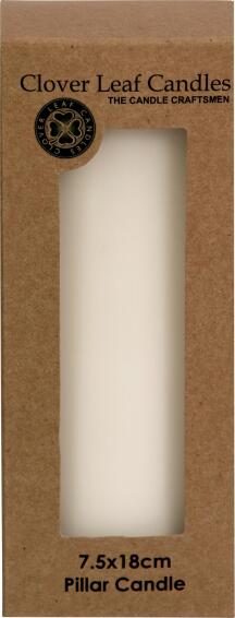 Candle Pillar White 7.5x18cm 
