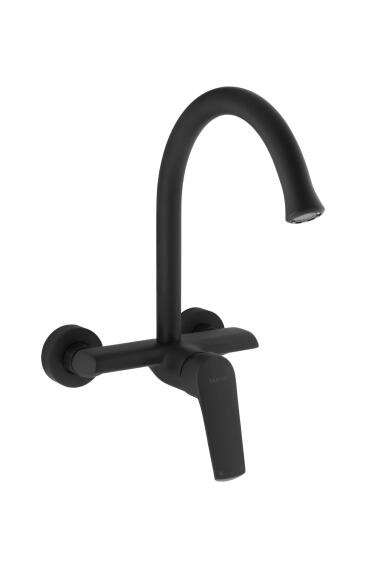Triumph Magnetite Wall Type Kitchen Mixer Sink Tap Black H35Cm Spout Reach 22.5Cm KITCHEN TAP  WALL TYPE