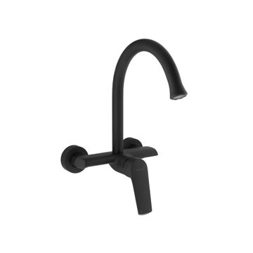 Triumph Magnetite Wall Type Kitchen Mixer Sink Tap Black H35Cm Spout Reach 22.5Cm KITCHEN TAP  WALL TYPE