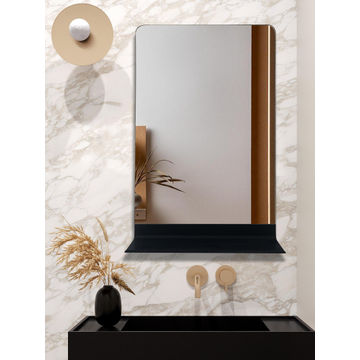 Mirror with Black Modern Shelf W50cmxD10cmxH75cm