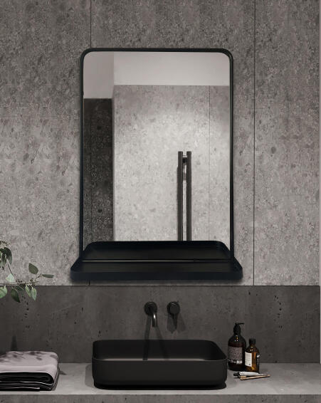 Mirror With Black Shelf W40cmXD11cmXH60cm