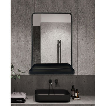 Mirror With Black Shelf W40cmXD11cmXH60cm