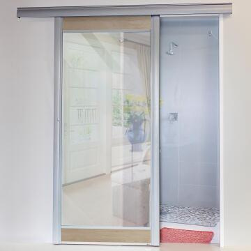 Interior Sliding Door kit with sliding mechanism Frosted Glass with Maple Frame-w890xh2050mm