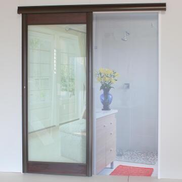 Interior Sliding Door kit with sliding mechanism Frosted Glass with Mahogany Frame-w890xh2050mm