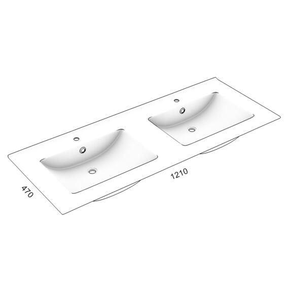 Basin Drop In Double for Cabinet White (Basin only)