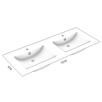 Basin Drop In Double for Cabinet White (Basin only)