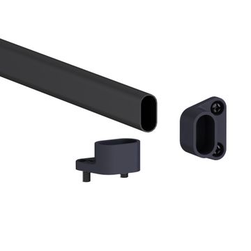 Spaceo e'vom kit wardrobe bar and support 80cm black