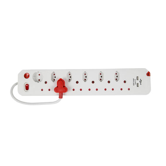 12-Way Single Switch USB Surge Protector Multiplug
