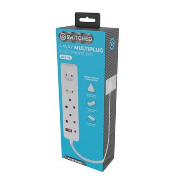 SURGE PROTECTED M.PLUG 0.5M 4WAY WHITE