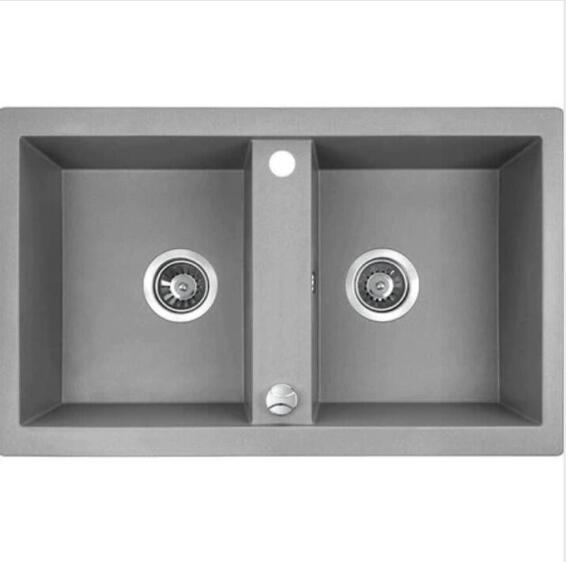 Laveo Kitchen Sink Drop In With Double Bowl Grey W48Cmxl78Cmxh18.5Cm