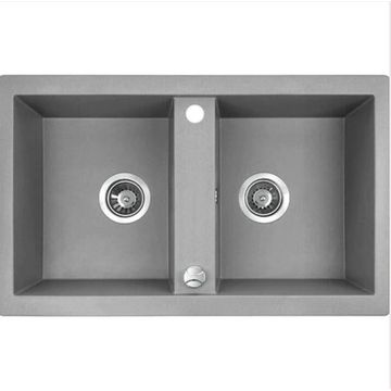 Laveo Kitchen Sink Drop In With Double Bowl Grey W48Cmxl78Cmxh18.5Cm