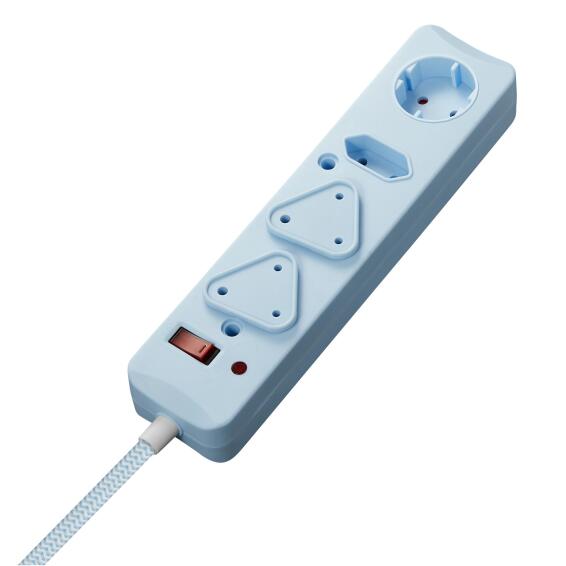 SURGE PROTECTED M.PLUG 4WAY 0.5M BLUE