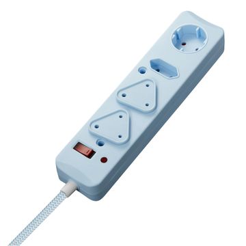 SURGE PROTECTED M.PLUG 4WAY 0.5M BLUE