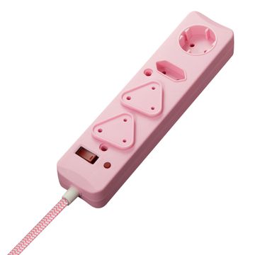 SURGE PROTECTED M.PLUG 0.5M 4WAY PINK