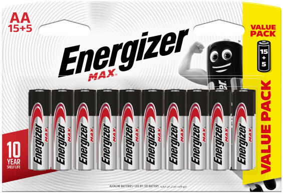 BATTERY AA MAX 15+5 PACK ENERGIZER