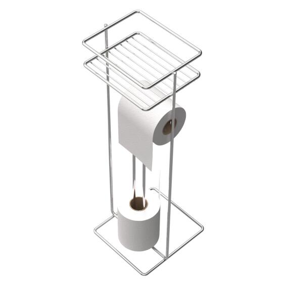 Toilet Roll Holder Stand and Shelf Stainless Steel Chrome W19.2CMXD14.5CMXH56CM 