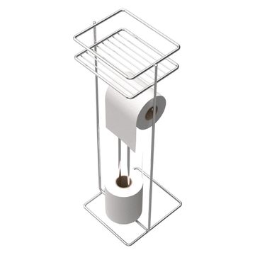 Toilet Roll Holder Stand and Shelf Stainless Steel Chrome W19.2CMXD14.5CMXH56CM 