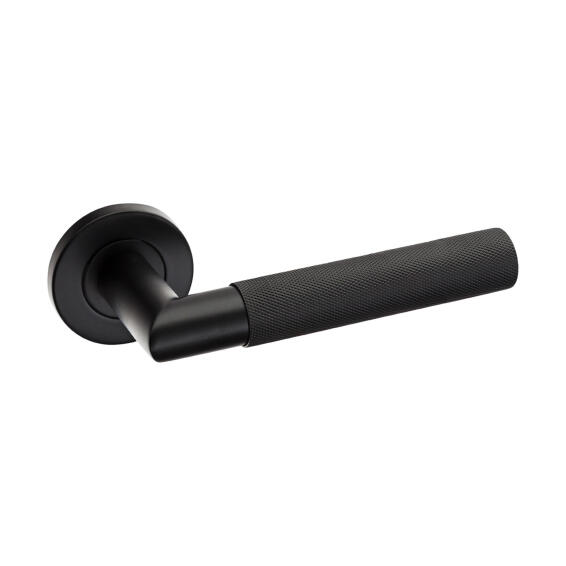 Knurled solid lever handle matt black