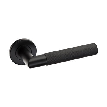 Knurled solid lever handle matt black