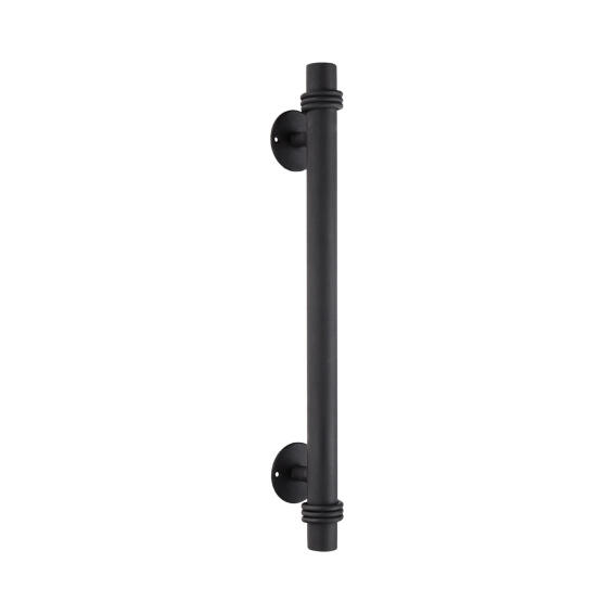Straight bow Pull handle in a  matt black finish 
