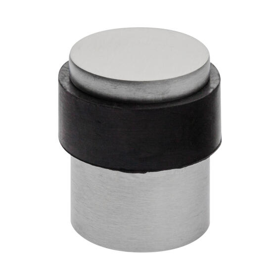 Floor mount door stop brushed finish.