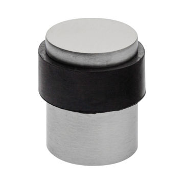 Floor mount door stop brushed finish.