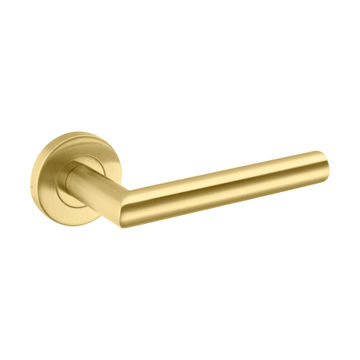 Oulu handle on round rose Satin Brass