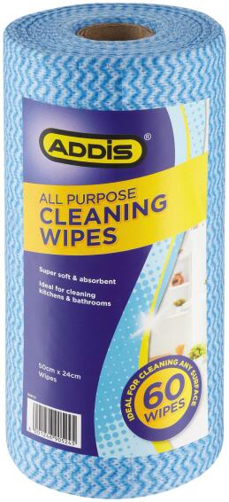 ADDIS 60 PACK WIPES ON A ROLL 24 x 50cm