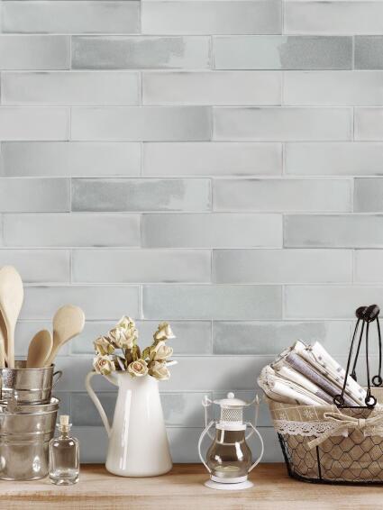 Wall Tile Ceramic Cloud Lace White L30cm x W7.5cm (0.5m2/box)