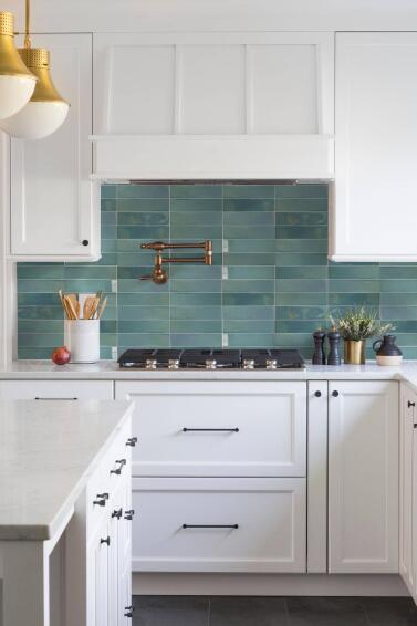 Wall Tile Ceramic Cloud French Teal L30cm x W7.5cm (0.5m1/box)