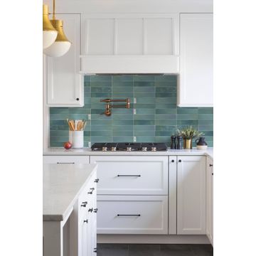 Wall Tile Ceramic Cloud French Teal L30cm x W7.5cm (0.5m1/box)