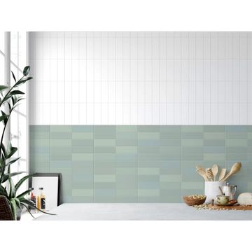 Wall Tile Ceramic Chalky Aqua 65X200MM (0.624m2/box)