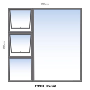 Abcus standard top hung aluminium window 1790x1790 ptt1818 charcoal