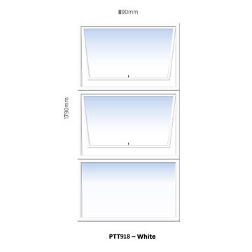 TOP HUNG ALUMINIUM WINDOW WHITE PTT918 2 VENT W900MM x H1800MM