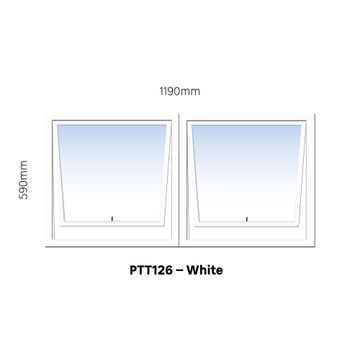 TOP HUNG ALUMINIUM WINDOW WHITE PTT126 2 VENT W1200MM x H600MM