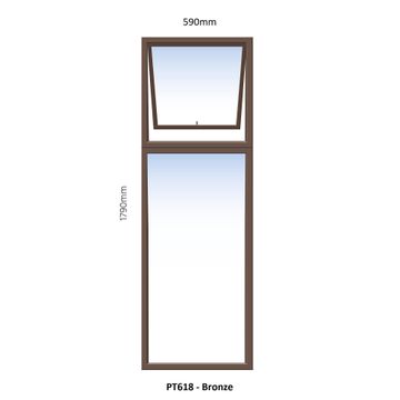TOP HUNG ALUMINIUM WINDOW BRONZE PT618 1VENT W600MM x H1800MM